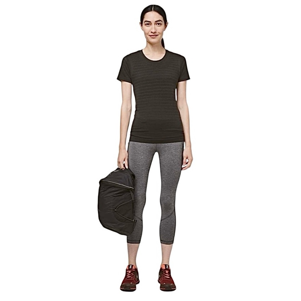 Lululemon Pace Rival Mid Rise Luxtreme 22” Gray Mesh Crop Leggings Size 4